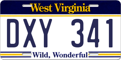 WV license plate DXY341