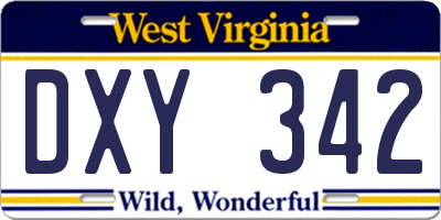 WV license plate DXY342
