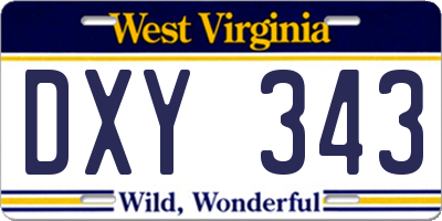 WV license plate DXY343