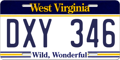 WV license plate DXY346