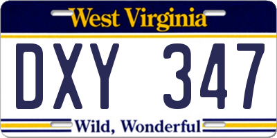 WV license plate DXY347