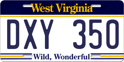 WV license plate DXY350