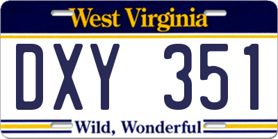 WV license plate DXY351