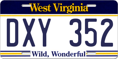 WV license plate DXY352