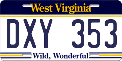 WV license plate DXY353