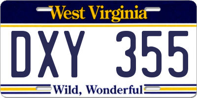 WV license plate DXY355