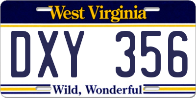 WV license plate DXY356