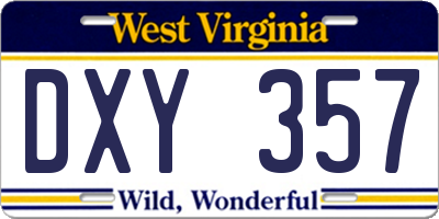 WV license plate DXY357