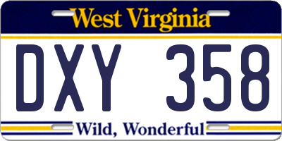 WV license plate DXY358