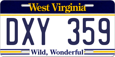 WV license plate DXY359