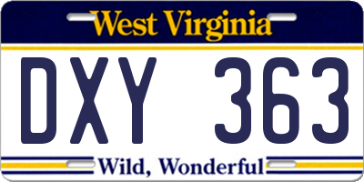WV license plate DXY363