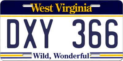 WV license plate DXY366