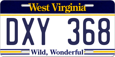 WV license plate DXY368