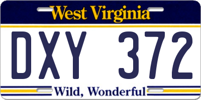 WV license plate DXY372