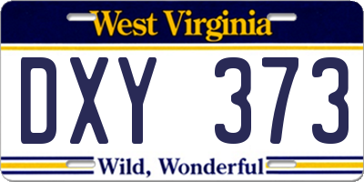 WV license plate DXY373