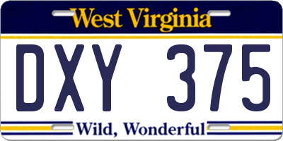 WV license plate DXY375