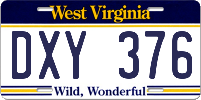 WV license plate DXY376