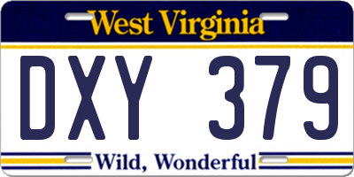 WV license plate DXY379