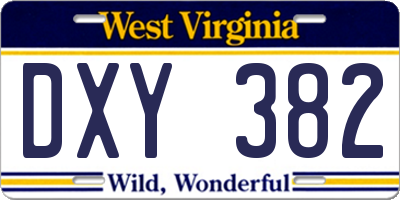 WV license plate DXY382