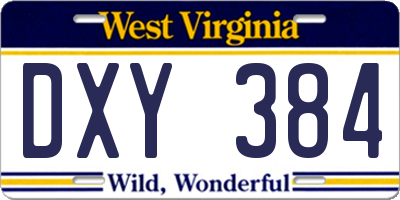 WV license plate DXY384