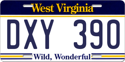 WV license plate DXY390
