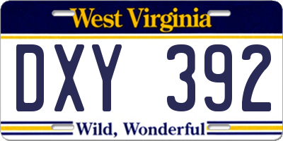 WV license plate DXY392
