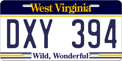 WV license plate DXY394