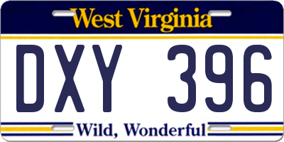 WV license plate DXY396