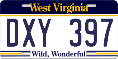 WV license plate DXY397