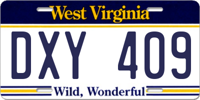 WV license plate DXY409