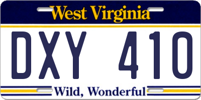WV license plate DXY410