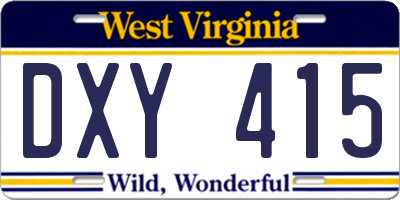 WV license plate DXY415