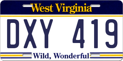 WV license plate DXY419