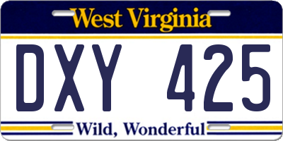 WV license plate DXY425