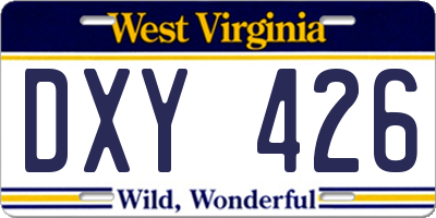 WV license plate DXY426