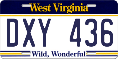 WV license plate DXY436