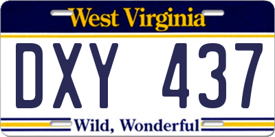 WV license plate DXY437