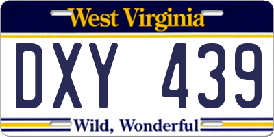 WV license plate DXY439