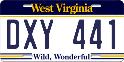 WV license plate DXY441
