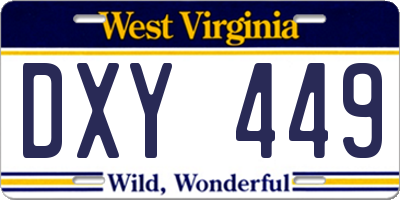 WV license plate DXY449