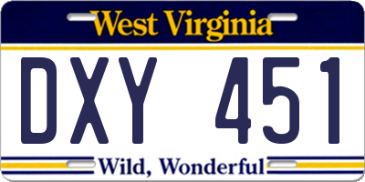 WV license plate DXY451