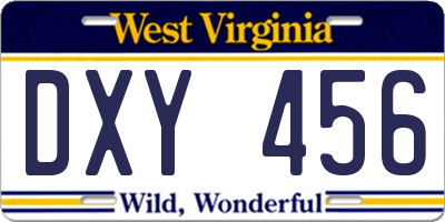 WV license plate DXY456