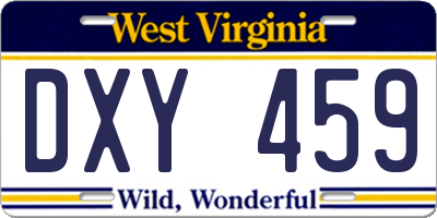 WV license plate DXY459