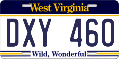 WV license plate DXY460