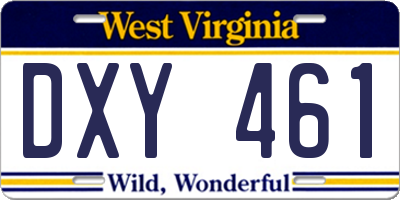 WV license plate DXY461