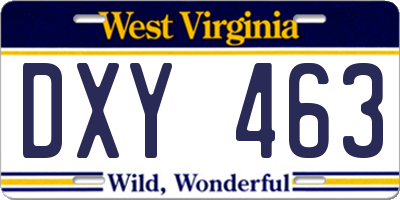WV license plate DXY463
