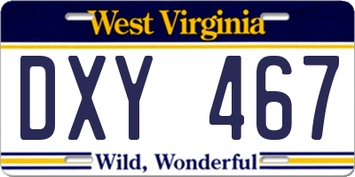 WV license plate DXY467
