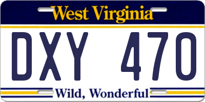 WV license plate DXY470