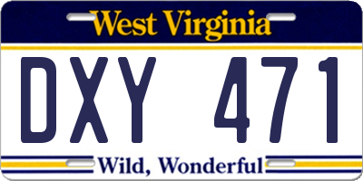 WV license plate DXY471