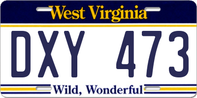 WV license plate DXY473